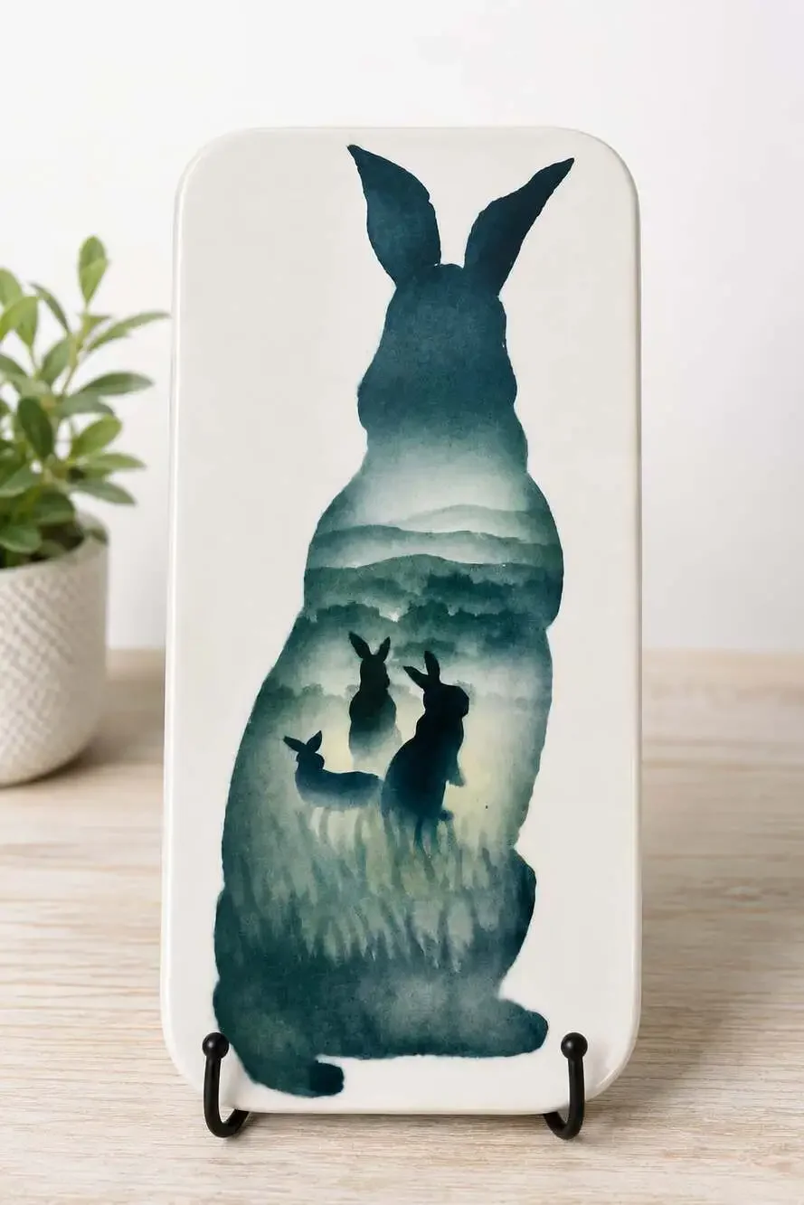 David and Suzanne Enna Oregon Art Pottery Decorative Rabbit Plaque